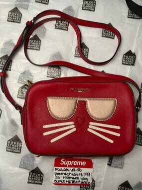 Karl Lagerfeld Paris Maybelle Choupette Sunglass Red Crossbody Bag NEW!